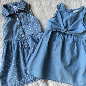 3T Toddler Denim Dress Bundle Carters Polka Dot & Old Navy Tie Front Dress